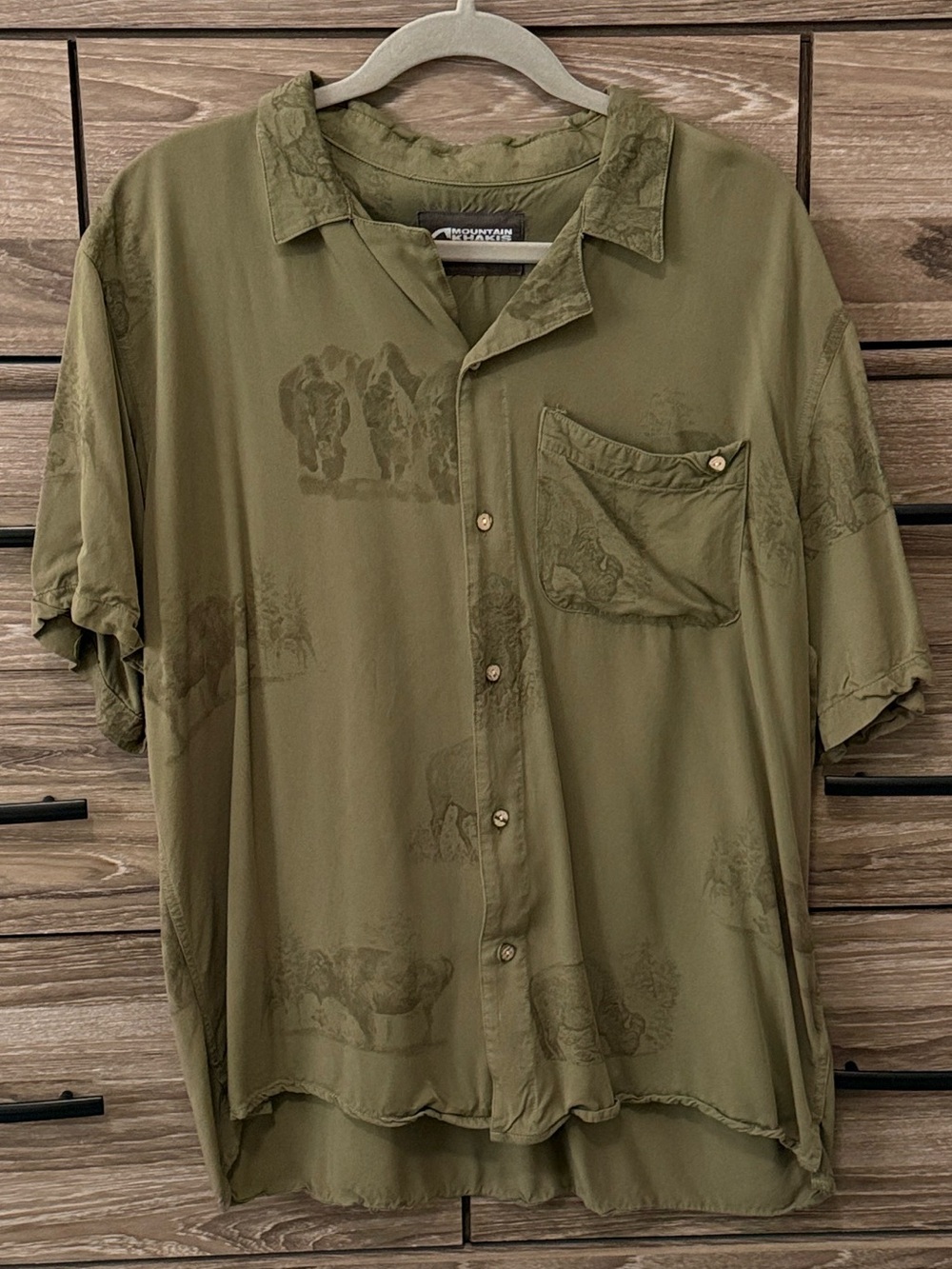 Mountain Khakis Bison Camp Site Shirt Size Large Forest Moss
